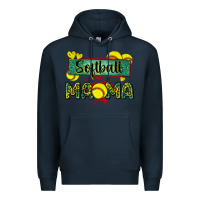 Navy softball mama with leopard Premium Hoodie - Zillion Design Studio