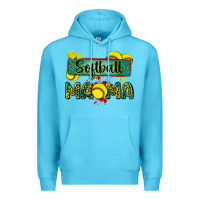 Ocean Blue softball mama with leopard Premium Hoodie - Zillion Design Studio