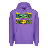Purple softball mama with leopard Premium Hoodie - Zillion Design Studio