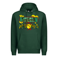 Sports Green softball mama with leopard Premium Hoodie - Zillion Design Studio