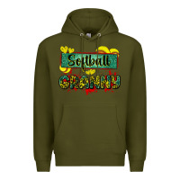 Army Green softball granny with leopard Premium Hoodie - Zillion Design Studio