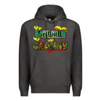 Charcoal Heather softball granny with leopard Premium Hoodie - Zillion Design Studio