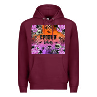 Burgundy spooky vibes Premium Hoodie - texasbilliewilder