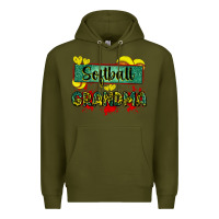 Army Green softball grandma with leopard Premium Hoodie - Zillion Design Studio