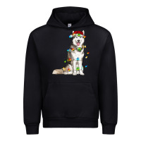 Black husky with christmas lights Urban Hoodie - RanaPortraitStore