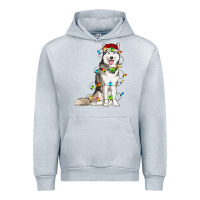 Heather Grey husky with christmas lights Urban Hoodie - RanaPortraitStore