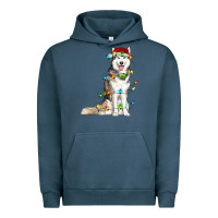 Pigment Midnight Navy husky with christmas lights Urban Hoodie - RanaPortraitStore