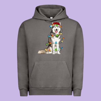 Husky With Christmas Lights Urban Hoodie Designed By Ranaportraitstore