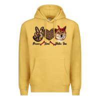 Antique Gold peace love shiba inu Premium Hoodie - RanaPortraitStore