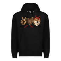 Black peace love shiba inu Premium Hoodie - RanaPortraitStore