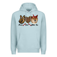 Blue Mist peace love shiba inu Premium Hoodie - RanaPortraitStore