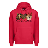 Cardinal peace love shiba inu Premium Hoodie - RanaPortraitStore