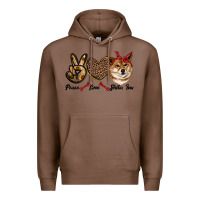 Chestnut peace love shiba inu Premium Hoodie - RanaPortraitStore