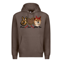 Coffee peace love shiba inu Premium Hoodie - RanaPortraitStore