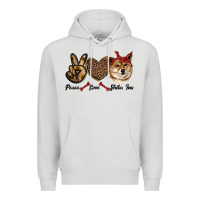 Dove Grey peace love shiba inu Premium Hoodie - RanaPortraitStore
