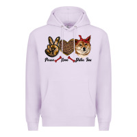 Lilac peace love shiba inu Premium Hoodie - RanaPortraitStore