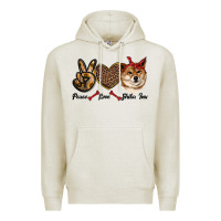Oatmeal Heather peace love shiba inu Premium Hoodie - RanaPortraitStore