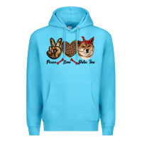 Ocean Blue peace love shiba inu Premium Hoodie - RanaPortraitStore
