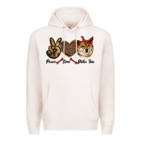 Pale Pink peace love shiba inu Premium Hoodie - RanaPortraitStore