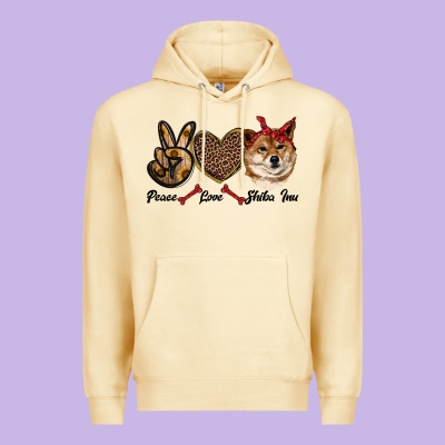 Peace Love Shiba Inu Premium Hoodie Designed By Ranaportraitstore