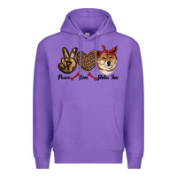 Purple peace love shiba inu Premium Hoodie - RanaPortraitStore