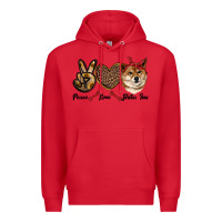 Red peace love shiba inu Premium Hoodie - RanaPortraitStore