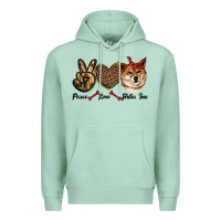 Seafoam peace love shiba inu Premium Hoodie - RanaPortraitStore