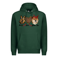 Sports Green peace love shiba inu Premium Hoodie - RanaPortraitStore