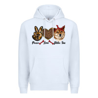 White peace love shiba inu Premium Hoodie - RanaPortraitStore