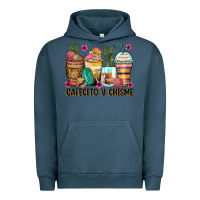 Pigment Midnight Navy cafecito y chisme coffee cups Urban Hoodie - Zillion Design Studio