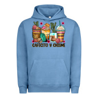 Pigment Pebble Blue cafecito y chisme coffee cups Urban Hoodie - Zillion Design Studio