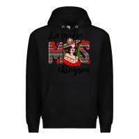 Black la mama mos chingona Premium Hoodie - texasbilliewilder