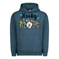 Pigment Midnight Navy husky mom western Urban Hoodie - RanaPortraitStore