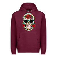 Burgundy mexican day of the dead Premium Hoodie - texasbilliewilder