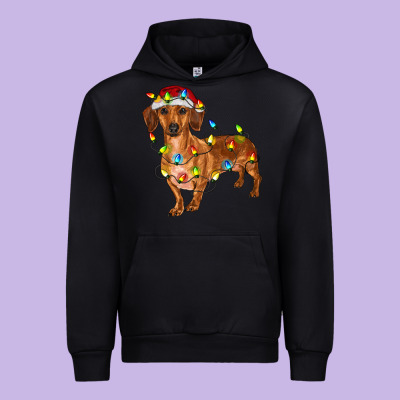 Dachshund With Christmas Lights Urban Hoodie Designed By Ranaportraitstore
