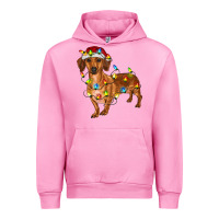 Fuchsia Pink dachshund with christmas lights Urban Hoodie - RanaPortraitStore