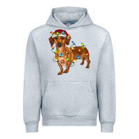 Heather Grey dachshund with christmas lights Urban Hoodie - RanaPortraitStore