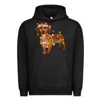 Pigment Black dachshund with christmas lights Urban Hoodie - RanaPortraitStore