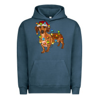 Pigment Midnight Navy dachshund with christmas lights Urban Hoodie - RanaPortraitStore