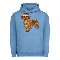 Pigment Pebble Blue dachshund with christmas lights Urban Hoodie - RanaPortraitStore