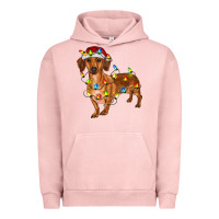 Pigment Salmon dachshund with christmas lights Urban Hoodie - RanaPortraitStore