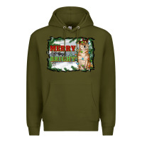 Army Green merry and bright shiba inu Premium Hoodie - RanaPortraitStore