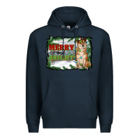 Navy merry and bright shiba inu Premium Hoodie - RanaPortraitStore