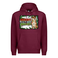 Burgundy merry and bright shiba inu Premium Hoodie - RanaPortraitStore