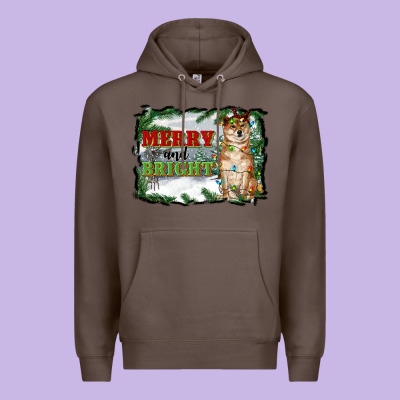 Merry And Bright Shiba Inu Premium Hoodie Designed By Ranaportraitstore