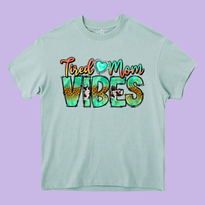 Tired Mom Vibes Heavy Core Tee Designed By Cowhidedigitalart