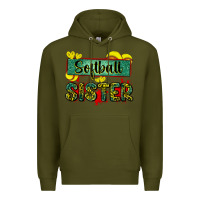 Army Green softball sister with leopard Premium Hoodie - Zillion Design Studio