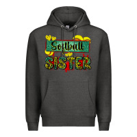 Charcoal Heather softball sister with leopard Premium Hoodie - Zillion Design Studio