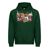 Forest Green floral coffee cups Urban Hoodie - Zillion Design Studio