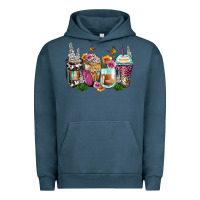 Pigment Midnight Navy floral coffee cups Urban Hoodie - Zillion Design Studio